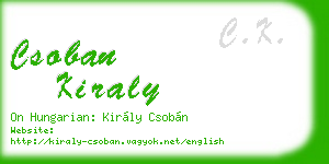 csoban kiraly business card