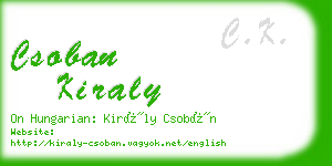 csoban kiraly business card